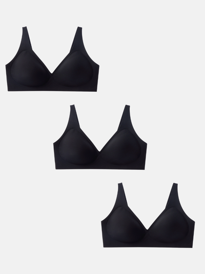 3-Pack Deep V Push-Up Seamless Wireless Jelly Bra Bundle