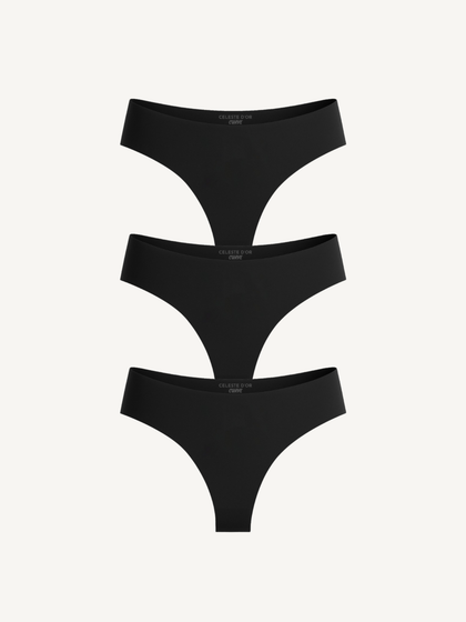 3-Pack Seamless Thong Black
